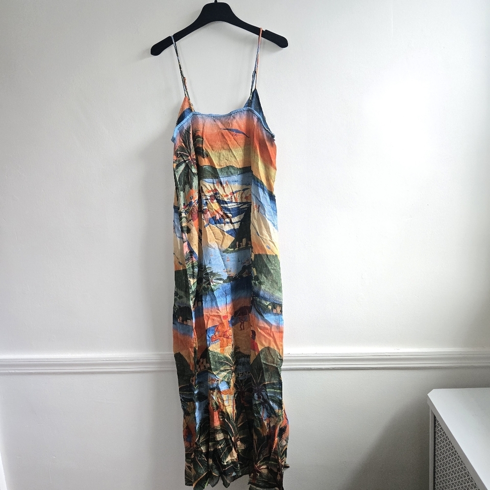 New Farm Rio Carioca Metallic Stripe Swim Beach Cover-Up Maxi Dress Medium NWT - Picture 11 of 12